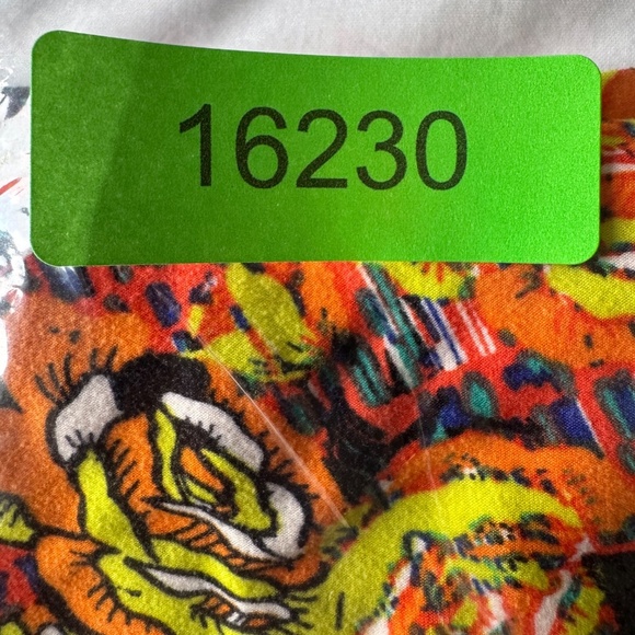 LulaRoe Women's Bright Abstract Flower Print Leggings Orange Tall & Curvy Lounge - Picture 12 of 12